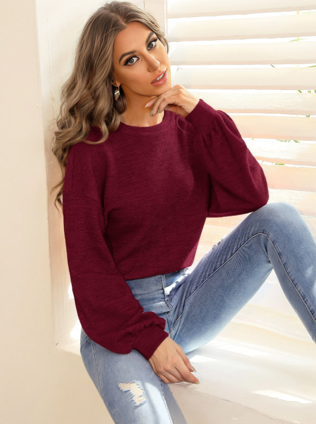 Chique & Gezellige Effen Drop Shoulder Pullover