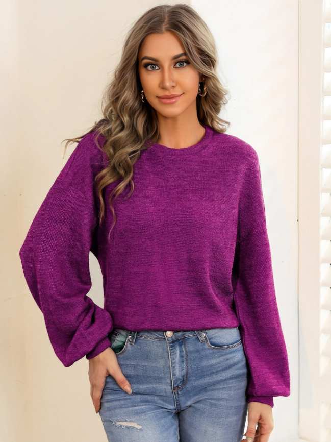 Chique & Gezellige Effen Drop Shoulder Pullover